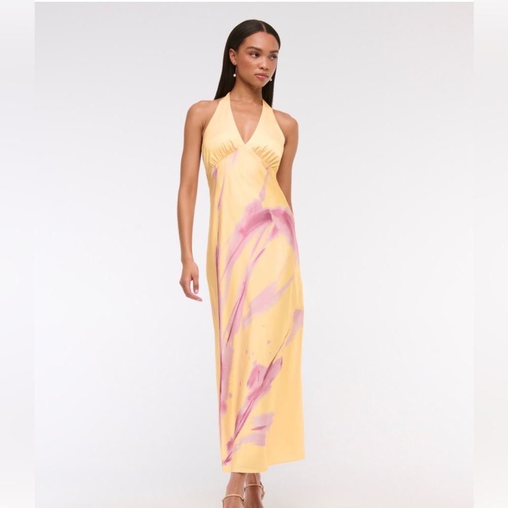 Abercrombie & Fitch Yellow and Pink Maxi Dress